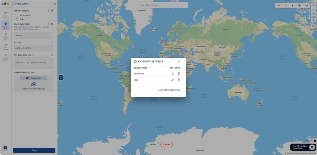 Category Settings of Interactive Map