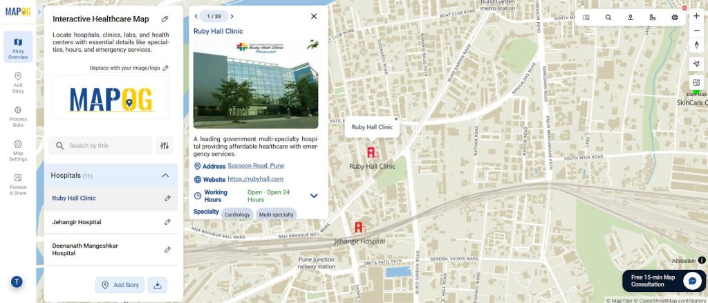Interactive Healthcare Map showing hospitals and clinics