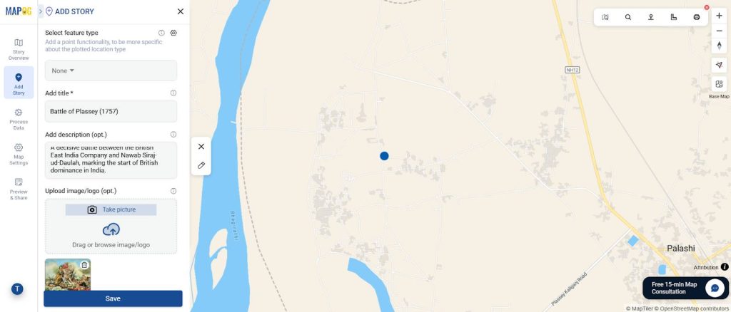 Title Description and Image
Attaching files, links, and images to history map pins