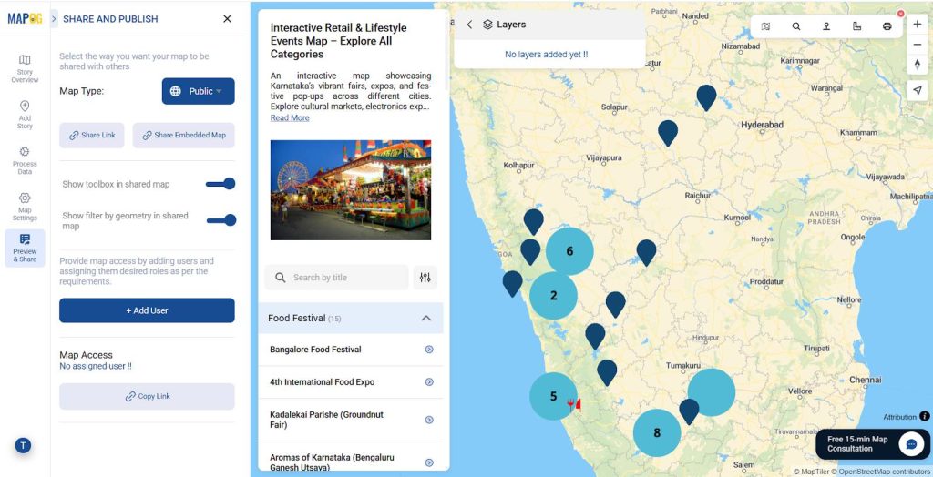 Interactive retail events map online