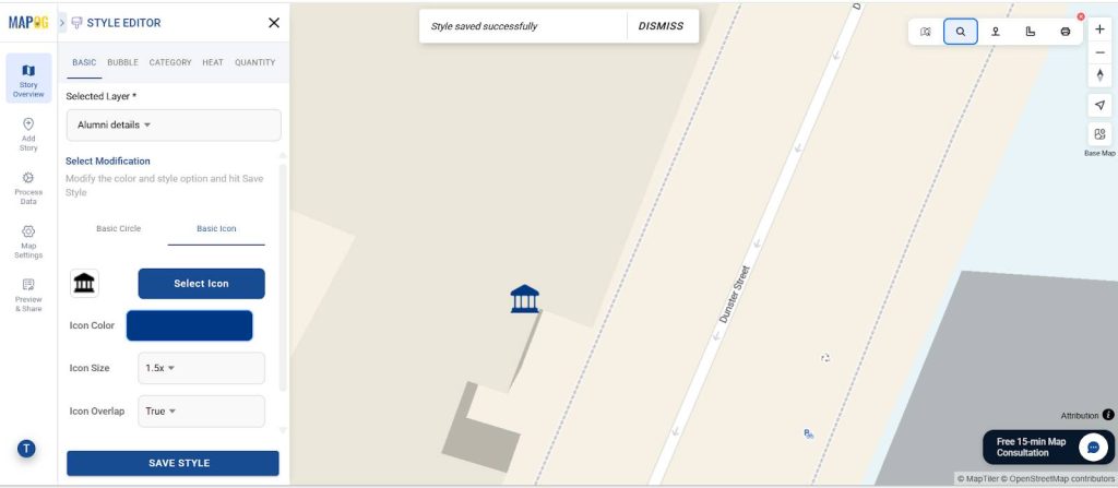 Alumni map point customization