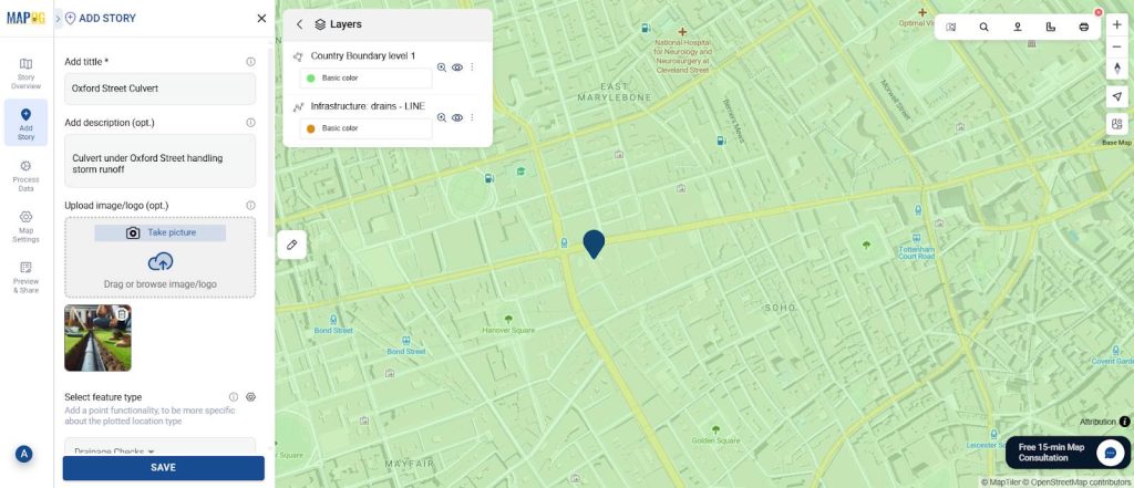 Map Drainage Points using MAPOG for flood prevention