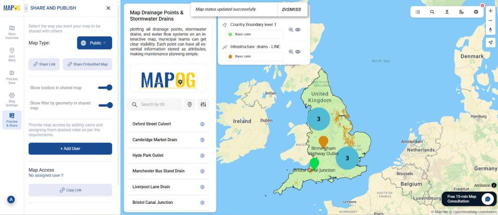 Share and Publish feature on MAPOG