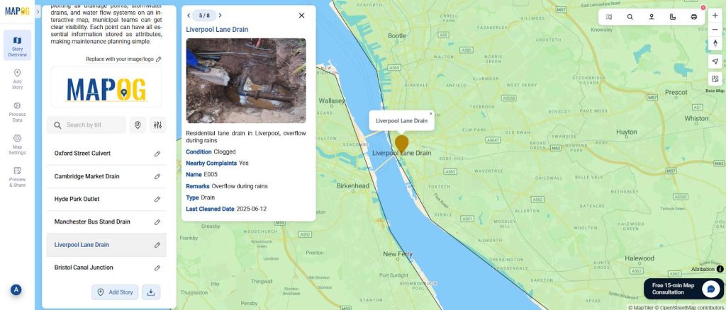 Map Drainage Points using MAPOG for flood prevention