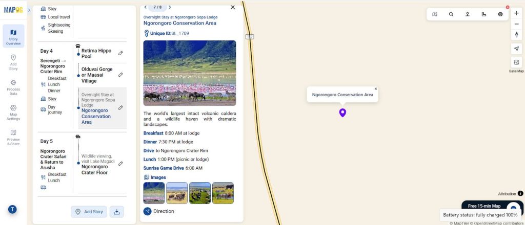 Safari Itinerary Map