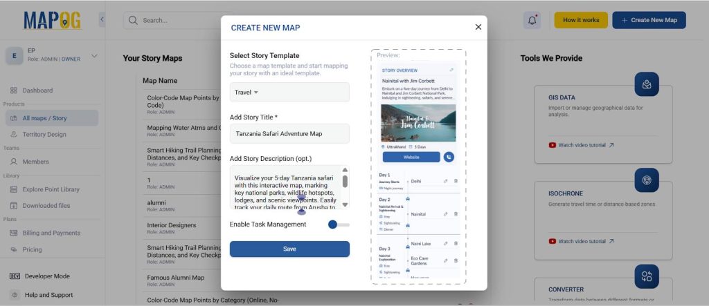 Travel Map story