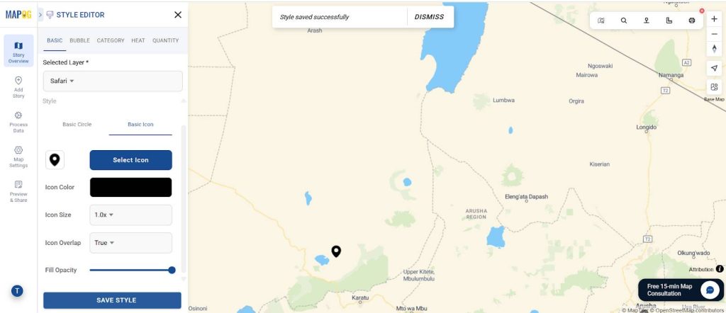 customize Safari Itinerary Map points