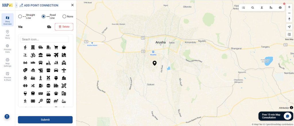 add Safari Itinerary Map routes
