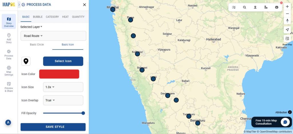 Automated Tools to Calculate Bearing Angle, and Distance on Maps