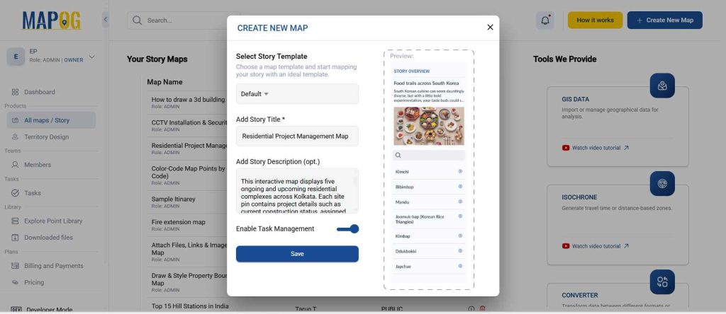 Manage and Share Location-Based Projects 