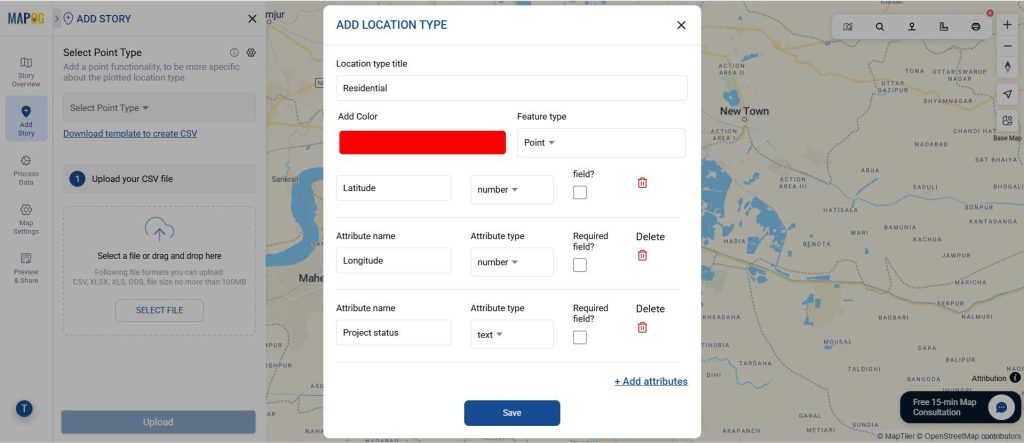 create location types and add attributes