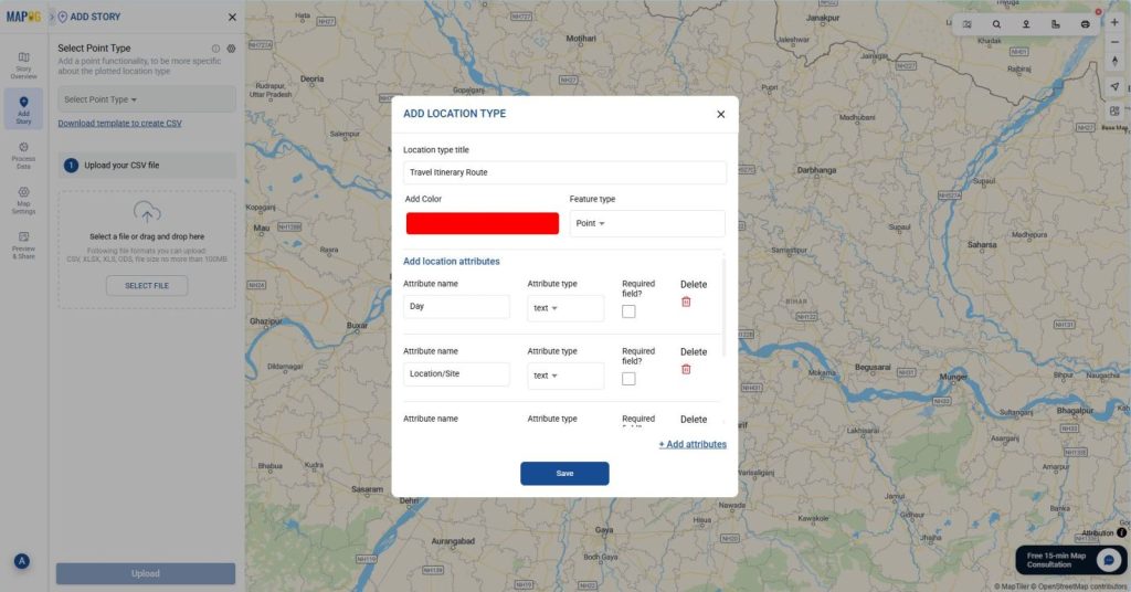 Setting up location types for interactive maps vs static maps comparison