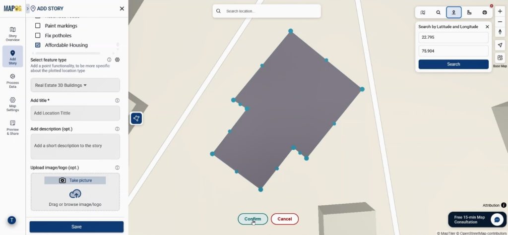 A polygon traced over the exact boundary of a real estate property lot