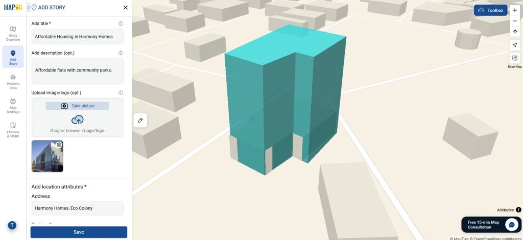 Fill in all details for Creating 3D Building Maps