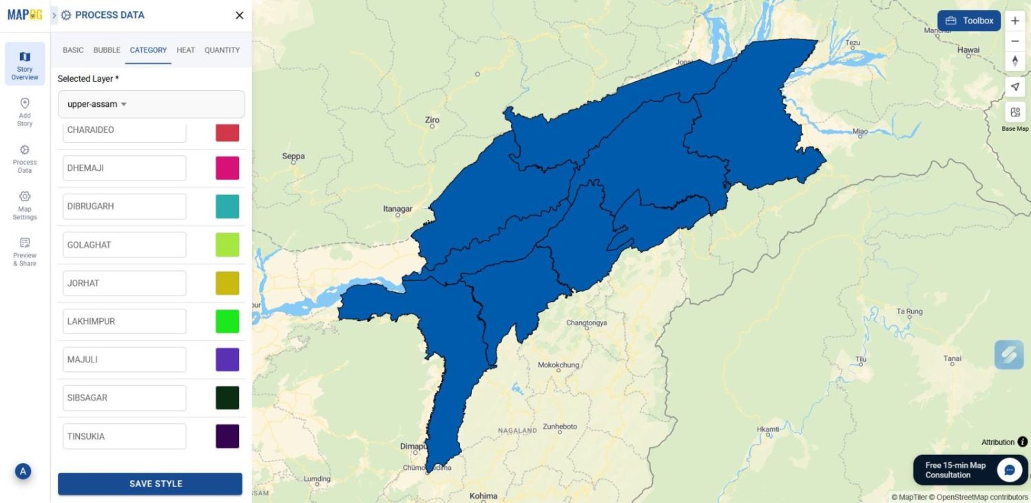 shows color coding settings to visualize the attributes better