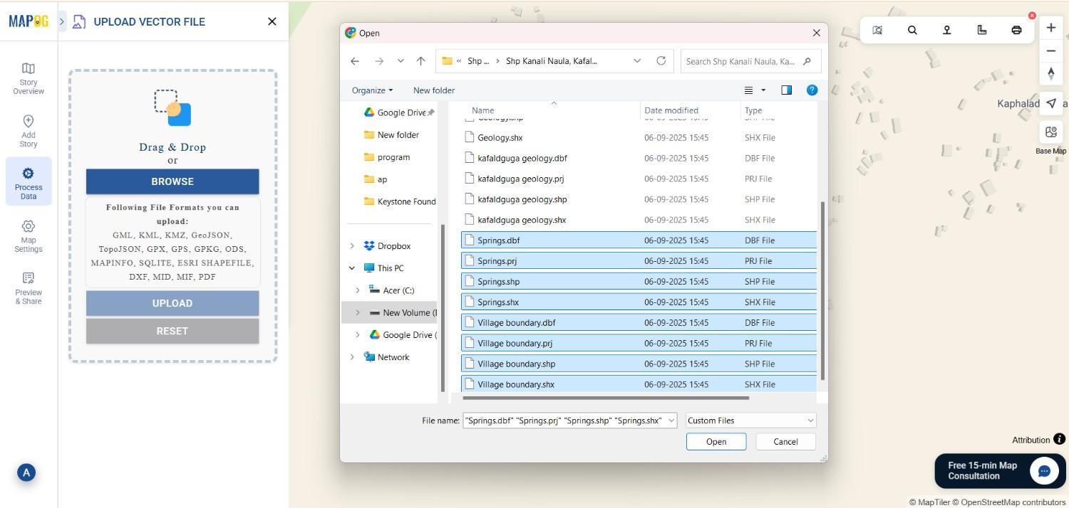 upload shapefile online map