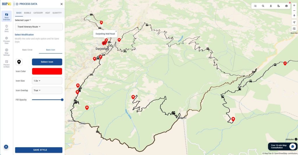 Changing icons and colors for interactive map points