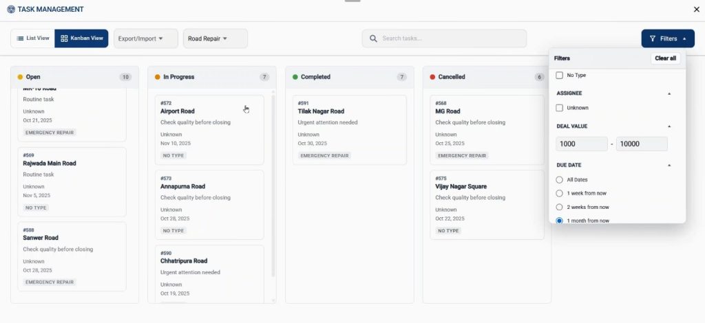 Check tasks based on deal value & due date