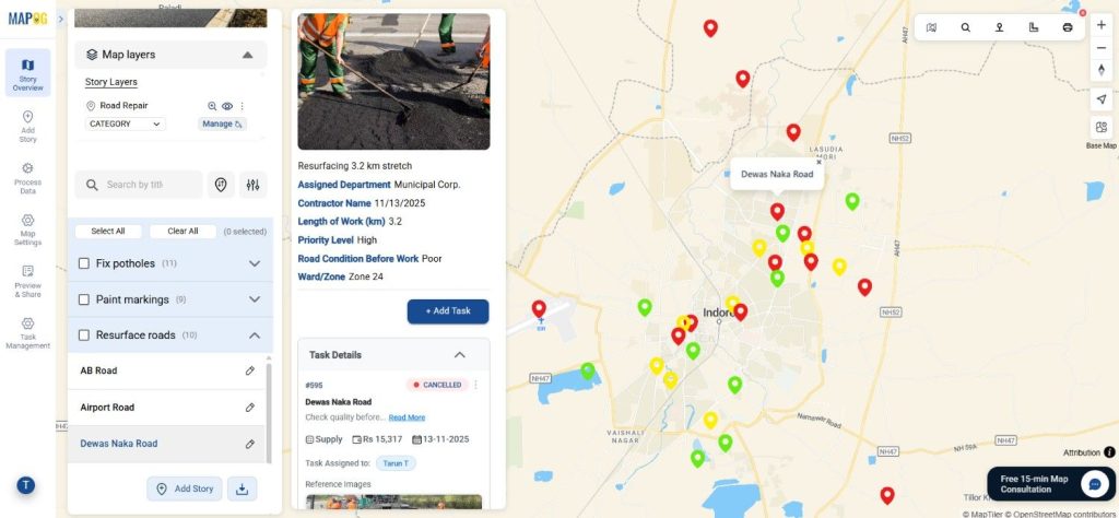 A completed task dashboard highlighting progress status across different projects.