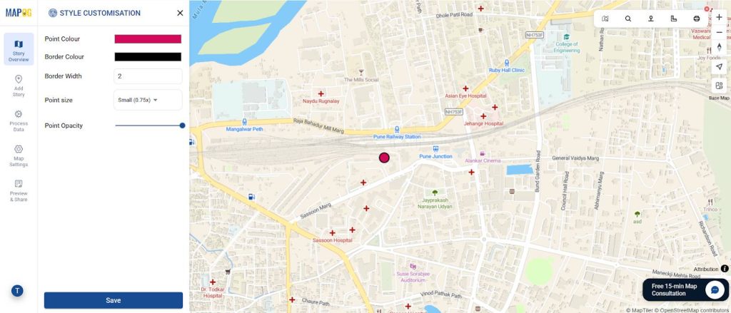 Interactive city map on smartphone