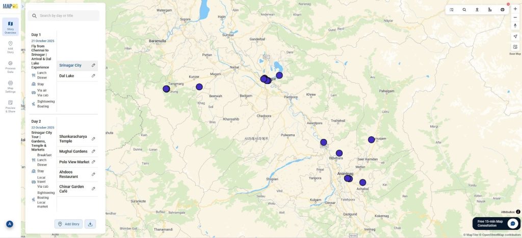 Interactive Travel Itinerary Mapping: add location details 