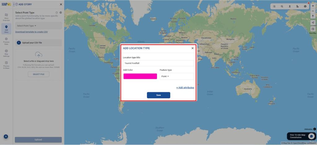Interactive maps for tourism planning: Add location type