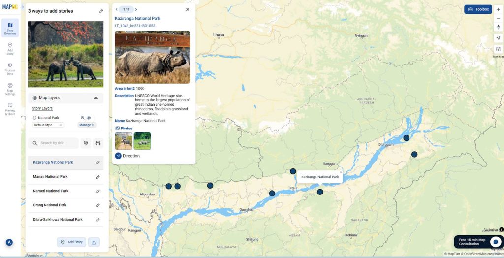 Image showing Kaziranga National Park on the map