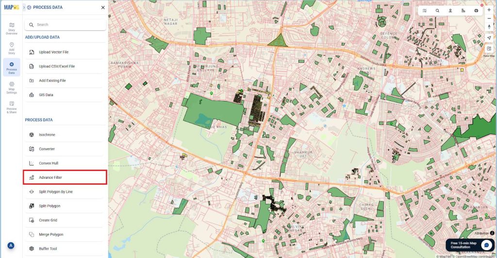 Click on process data. Then, go to Advance filter.