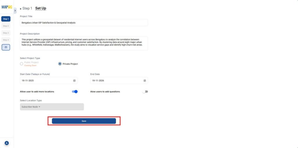 MAPOG mobile data collection project set up to Assign Customer Locations.