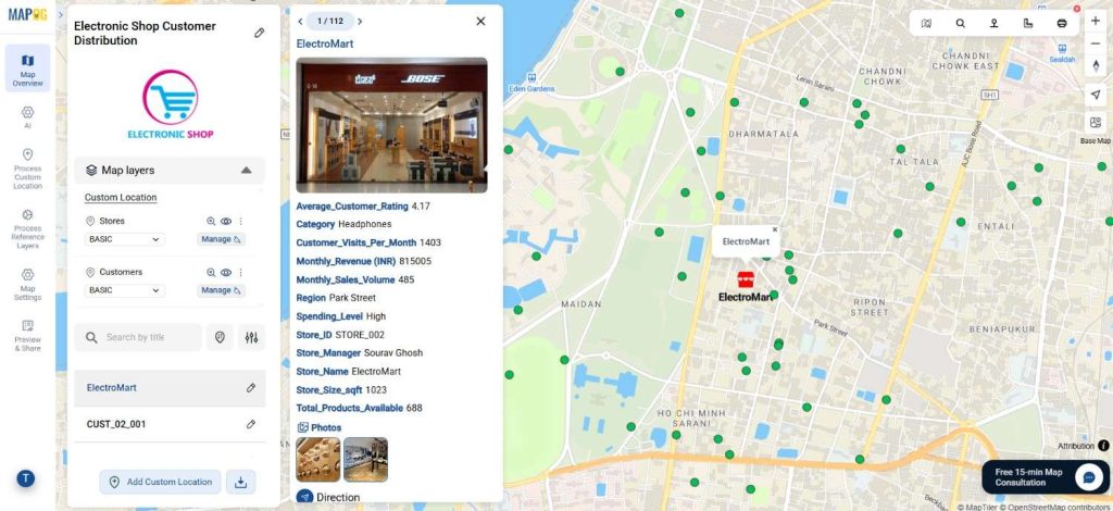 retail business map to analyze customer distribution 