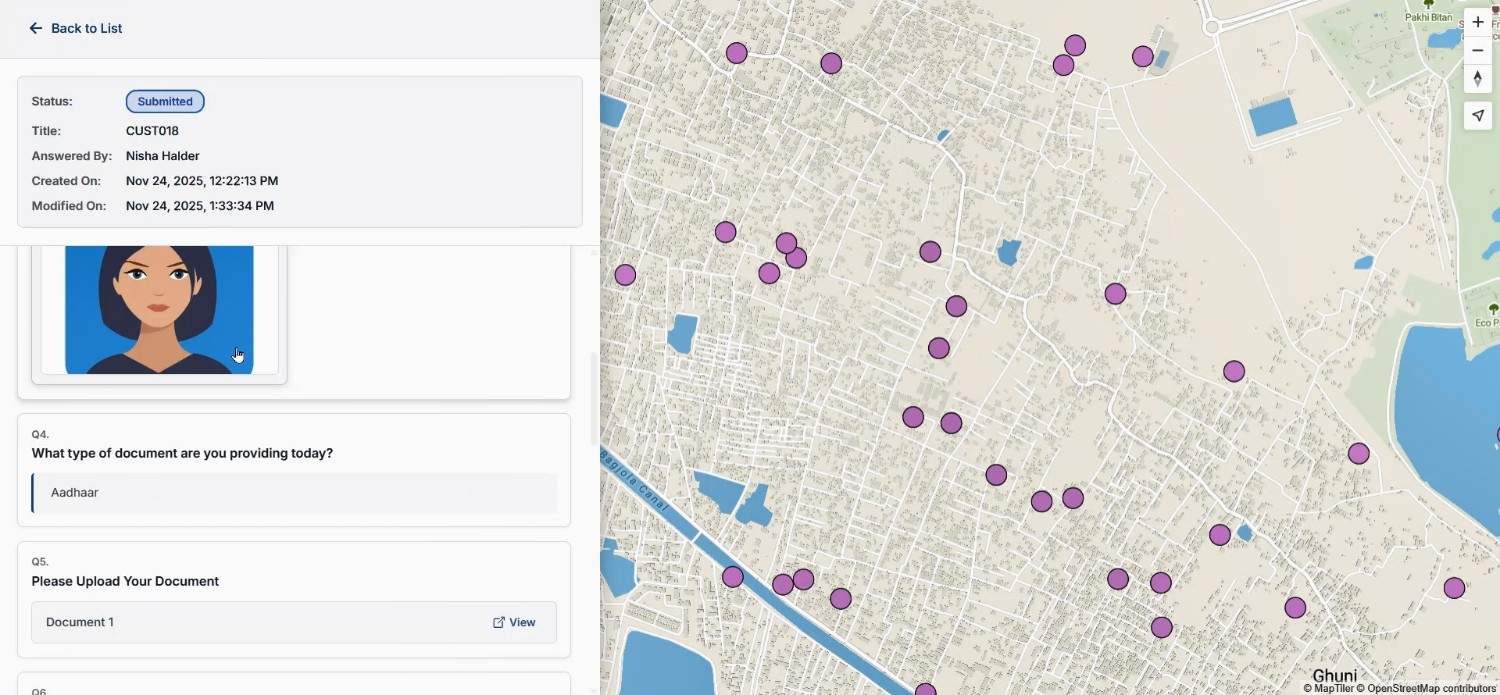 survey with stored photo & documents