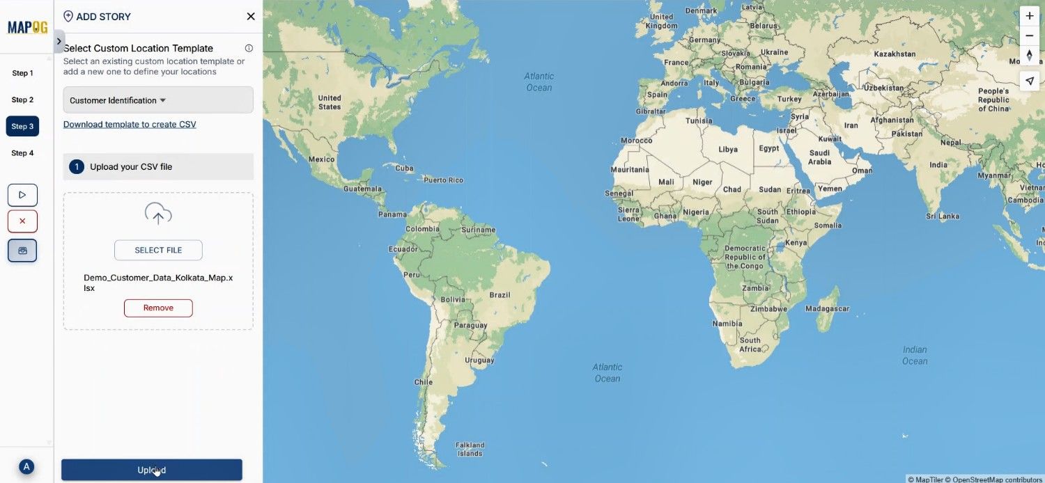 data upload panel assisting with customer documents onsite entries.