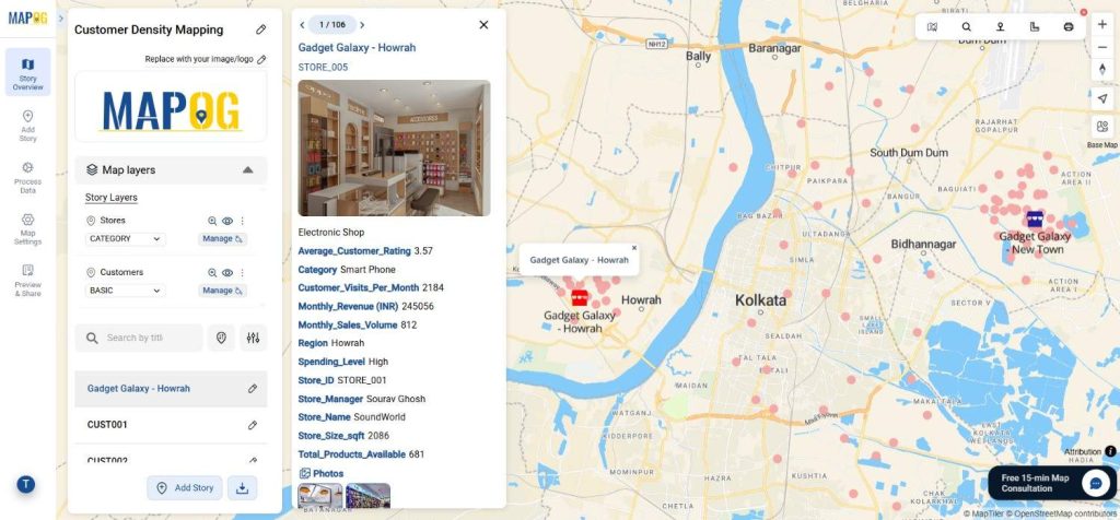 Business expansion strategy illustrated through customer density mapping.
