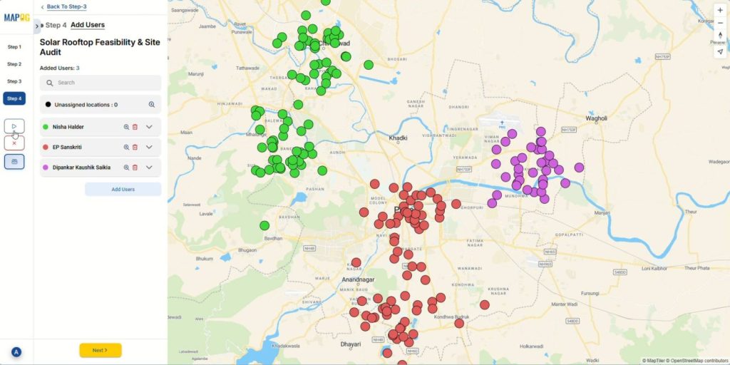 Launching the mobile data collection project using the launch button in the left panel.