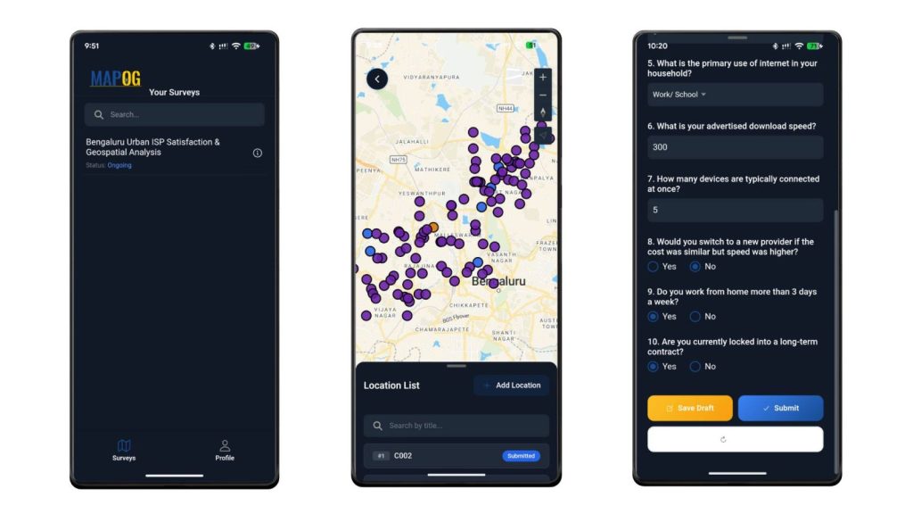 MAPOG contributor mobile app view showing assigned survey.