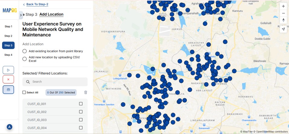 customer points on a map