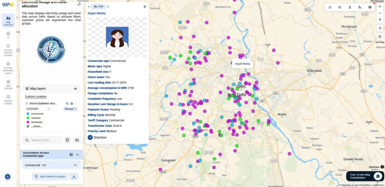 Final output Final map view showing how segment and filter customers instantly reveals clustered insights.