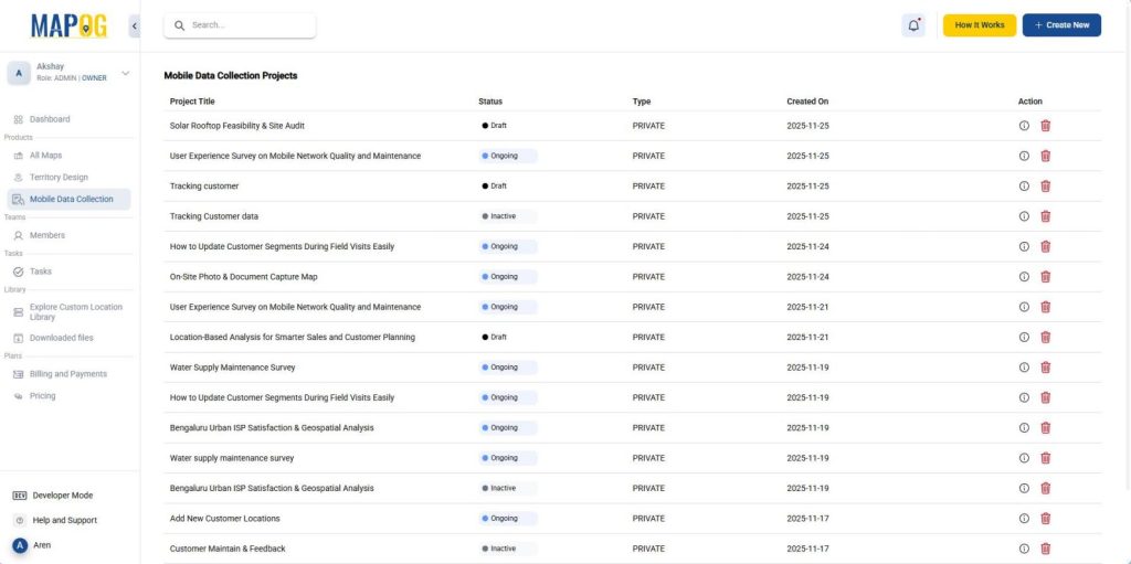 Mobile data collection - Field Data Collection Mapping