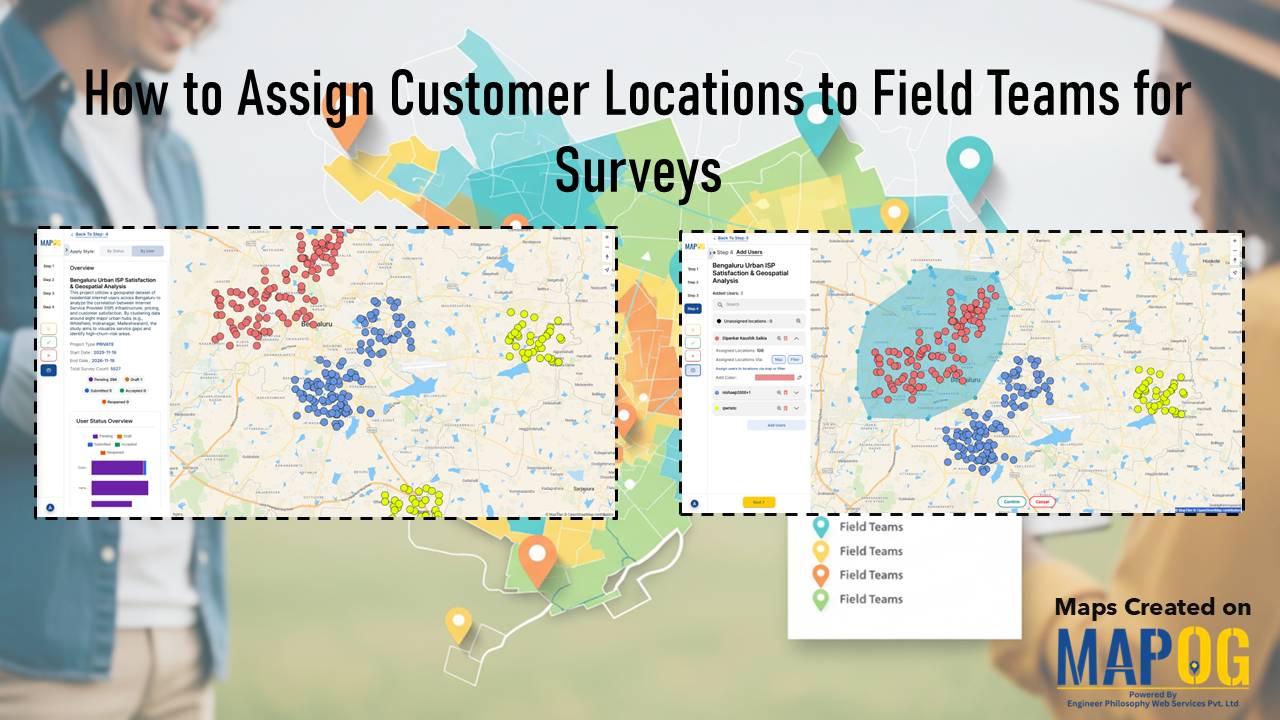 Cover image with article title and MAPOG screenshots showing customer location assignments to field teams.