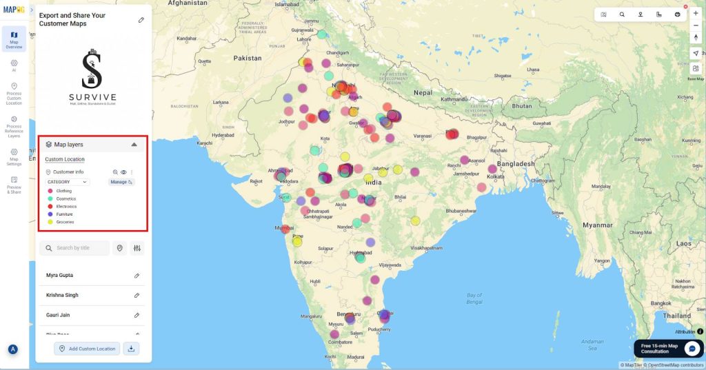 Navigate to Map Layer: Export or Share Your Customer Maps Securely with Your Team