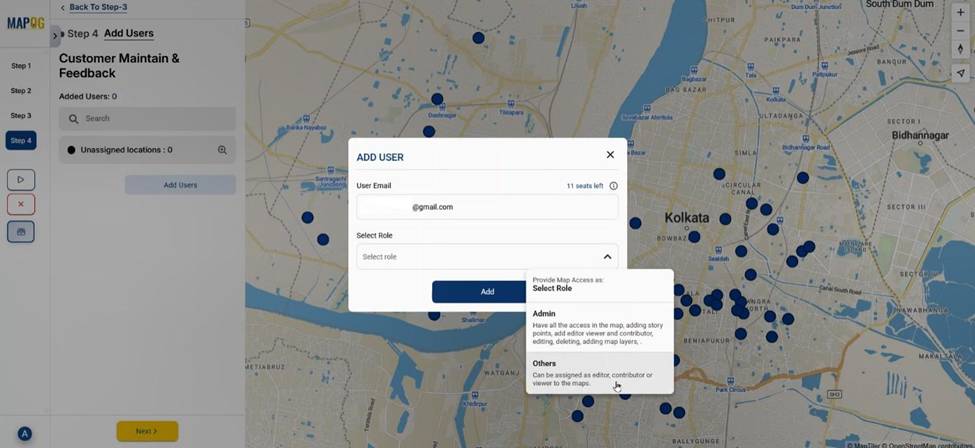 A team assignment map