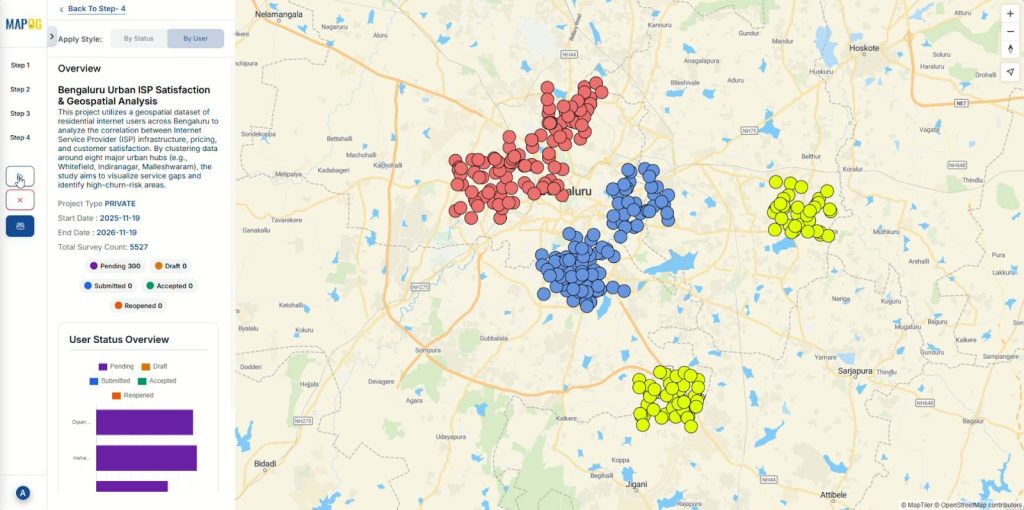 Launching survey after assigning customer locations to field teams.