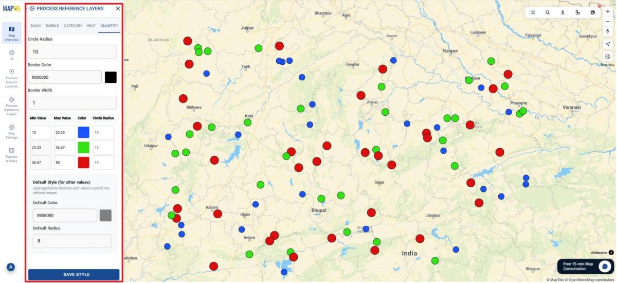 Quantity Map: Comparing Regional Totals