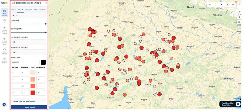 Bubble Map: Visualizing Purchase Value