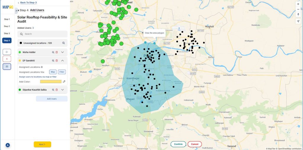 Assign locations to specific contributor using map option and drawing polygon to Add Notes and Important Information to Customer locations.