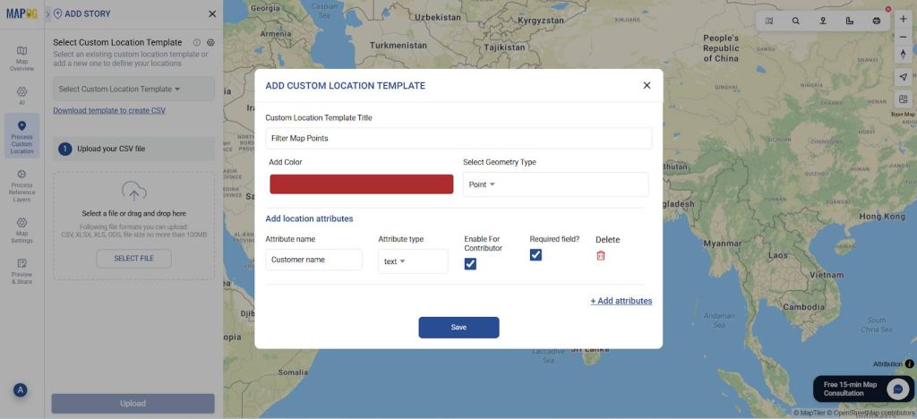 Select Custom Location Template