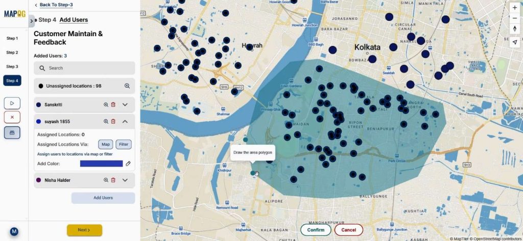 polygon selection for Maintain Your Customers task distribution.
