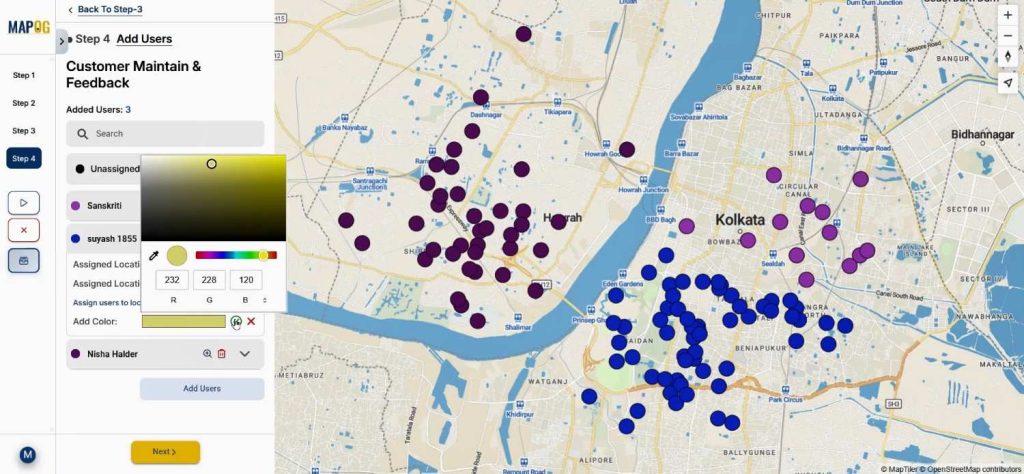 change color to differentiate