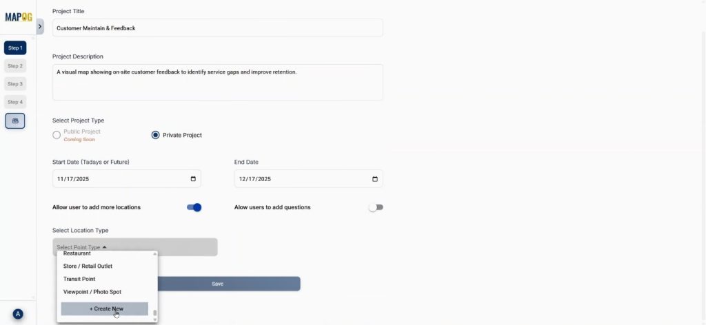 Add all details & create new location type
