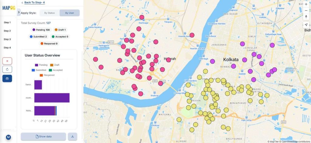 A map overview showing customer feedbacks